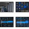 EBERTH Set di Attrezzi 134 Parti Per il Carrello Degli Attrezzi, Inserti in Schiuma Etichettati, Carburo, Maniglie Ergonomiche, Per 4 Cassetti, Attrezzatura Professionale da Officina, Blu