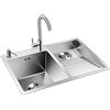 BNFD Lavello in Acciaio Inossidabile, Lavello da Balcone, Lavello da Incasso a Doppia Vasca, Lavello Manuale per Uso Domestico, con Lavabo, Gruppo di Scarico, Rubinetto (70 * 48 * 21 cm)