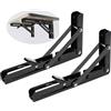 DSWZLQDXB 2 Pezzi Reggimensola Pieghevole Inox,Staffe Pieghevoli per Mensole,Supporti per Mensole Pesanti Tavolo Parete Salvaspazio fai-da-te Staffe Triangolari,per Ripiano,Libreria (15cm,Black)