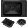 GRANITAN Lavandino da Esterno per Garage Lavanderia e Officina - Lavatoio per Installazione Interna ed Esterna - Lavello da Lavoro Universale - 58x38x26,7 cm - Nero