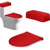 Generic Set di 2 copriwater con fondo elastico, universale, colore rosso