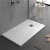 Bagno Super Piatto doccia bianco, in mineralmarmo con superficie ad effetto pietra ardesia, slim 3 cm, rivestito di Gelcoat, antiscivolo 120x80