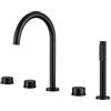 XJTNLB Rubinetto Vasca da Bagno Bordo Set Rubinetteria Vasca da Bagno Completa 5 Pezzi Miscelatore Doccia Moderno Nero