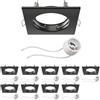 ledscom.de 10x cornice da incasso a soffitto RIR cornice da incasso nero opaco angolare (LED/alogena/GU10/MR16/PAR16/50mm) incl. presa GU10