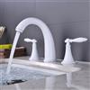 XDSMB Rubinetto Lavabo Bagno Sdoppiato 3 Fori Curvi con Doppia Maniglia Rubinetteria Bagno Caldo E Freddo G1/2,Bianco