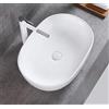 Omeere - Lavabo da appoggio ovale, 49 x 35 x 13 cm, in ceramica, piccolo, colore bianco