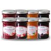 GUSTOS - Set misto di 4 confetture, 8 barattoli di marmellate: Frutti di bosco, Albicocca, Mirtilli e Mela, Sambuco, Prugna, Mela | 200g l'uno | contiene il 70% di frutta