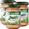 PUCCI Berni Condipasta Pesto ai Carciofi Conserva Condimento per Primi Piatti Tartine e Torte Salate - 3 Vasetti da 135g