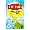 Lipton, Infuso a freddo, infuso a freddo, gusto limone e menta, ideale per tè ghiacciato, ingredienti di origine 100% naturale, 15 bustine piramid