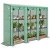 Outsunny Serra da esterno a 3 livelli Serra da giardino con 9 ripiani Porta arrotolabile con cerniera Telaio in acciaio Copertura in PE 140 g/m² Anti-UV per terrazza 215 x 46 x 151 cm Verde