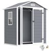 Outsunny Casetta da Giardino Porta Attrezzi in Finitura Effetto Legno Graffiato con Pavimento, 2.12m² Capanno da Giardino con Doppia Porte e Serratura, Tetto Inclinato, 183x134x210 cm, Grigio