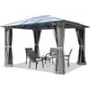 TOOLPORT Gazebo da giardino 3x3,65 m tetto di policarbonato da ca. 6 mm con teli laterali e zanzariere in grigio