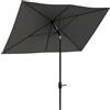 Outsunny Ombrelloni da Esterno 2x3 m con Apertura a Manovella e Inclinazione Regolabile, Ombrellone per Esterno Rettangolare da Giardino in Alluminio per Giardino Terrazza Patio, UV 50+, Grigio