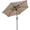 RELAX4LIFE Ombrellone da Giardino 3m/2,7m/2,3m con Luci LED, Ombrellone da Esterno per Protezione Solare, Ombrellone Parasole per Terrazza, Balcone, Spiaggia (Marrone-2,3M)