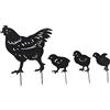 Wnvivi 4 Pezzi Gallina a Forma di Pollo Silhouette Pali in Metallo, Paletto Decorativo per Animali da Giardino, Sagoma di Animali Decorazione per Statua per Patio Fattoria Prato