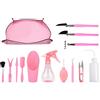 Generic Kit di attrezzi succulenti, 14 mini attrezzi da giardino + 1 tappetino per rinvasare piante, rastrello per piante domestiche, attrezzi da giardinaggio, gadget per trapiantare piantine all'aperto, rosa