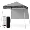 COSTWAY Gazebo Pop-up da Esterno 182 x 182 cm, Gazebo Pieghevole con 1 Parete Laterale, Gambe Inclinabili Regolabili e 4 Picchetti, Tendone Impermeabile per Feste, Campeggio e Picnic (Grigio)