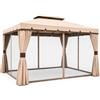BAKAJI Gazebo da Giardino Struttura in Alluminio con Copertura Telo 400 gr/mq con Spalmatura Anti-UV. Antipioggia, completo di 4 Zanzariere e 4 Teli Laterali (3 X 4 MT)