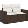 vidaXL Divano da Giardino a 2 Posti con Cuscini in Polyrattan Marrone