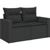 vidaXL Divano da Giardino con Cuscini 2 posti Nero in polyrattan