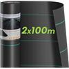 Dripex Telo Pacciamatura 2mx100m, 90g/m² Tessuto Anti Erbacce da Giardino, permeabile all'Acqua, Stabilizzazione UV, Telo Anti Erbacce per Erbacce da Giardino, Orto
