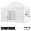 VONROC Gazebo Tenda per Feste 3x4,5 m con Pareti Laterali - Easy‑Up, Impermeabile 420D PVC, UV 50+, Struttura in Acciaio, Borsa con Ruote Bianco