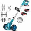Generico Decespugliatore a Batteria 48V max con Ruote, Tagliabordi Elettrico Multifunzione, 2 Batterie Incluse, Altezza Regolabile 90-120cm, Testina Orientabile 90°, Leggero, Ideale per Prato, Erbacce e Rovi