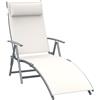 Outsunny Sdraio da Giardino Pieghevole con Cuscino, Schienale con 7 Reclinazioni, 137x63.5x100.5cm, Beige