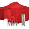 RAY BOT. Gazebo 3x 4.5 Alluminio Exa 55mm LINEA SUPER PROFESSIONALE. Snodi in alluminio, tessuti da 500g metro ignifugo omologato. Certificato (Teli Laterali Inclusi, Rosso)