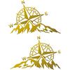 Pimastickerslab Kit 2 Adesivi Rosa dei Venti Adventure Avventura Offroad Auto Camper Decalcomanie Scegli Colore e Misura -cod. 1654- (091 Oro, cm 57 x 37 cad.)