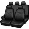 SAANTE Auto Set Coprisedili per To-yota Hilux Double Cab AN120 AN130 AN10 2023-2025, 9 Pezzi PU Pelle Copri Sedili Auto Impermeabile Comfort Auto Sedile Posteriori Accessori,B/9pcs Set Black