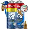 Clima Set ClimaSet 3in1 R124yf Gas di ricambio per refrigerante, condizionatore d'aria per auto, refrigerante, bombola del gas, 2 x 235 g, tubo dell'aria condizionata, manometro, adattatore HP/LP- ECO