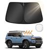 Mekdghro Parasole per parabrezza su misura per Toyo-ta Land Cruiser 2024-2025, pieghevole, facile da installare e riporre, copertura completa, tessuto riflettente 210T, blocca il 99% dei raggi UV