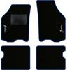 QUEMAR Tappetini Auto compatibili con Lancia Ypsilon 3 porte 2003-2011/ Kit Tappeti Moquette e Gomma su Misura (Set 2 Anteriori + 2 Poster.)/ Ricami e Colori Personalizzati (Bordo Blu, 2 Ricami)