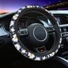 Mexpekil Coprivolante universale per auto, antiscivolo, decorativo, adatto alla maggior parte delle auto (38 cm), motivo margherite, grigio, confezione da 1