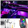 QAUBEN Auto illuminazione ambiente 64 colori musica multicolore fibra ottica APP controllo auto fai da te kit di illuminazione dell'atmosfera decorativa DC 12V 1W 8m