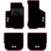 QUEMAR Tappetini Auto per Audi A3 8L, Bordo Rosa, 4 Ricami | 1996-2003 / Kit Tappeti Moquette e Gomma su Misura / Set 2 Anteriori + 2 Posteriori / Ricami e Colori Personalizzati