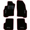 QUEMAR Tappetini Auto compatibili con Alfa Romeo Mito dal 2008 / Kit Tappeti in Moquette e Gomma su Misura (Set 2 Anteriori + 2 Posteriori) / Ricami e Colori Personalizzati (Bordo Rosso, 4 Ricami)