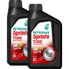 Petronas Kit 2X Sprinta T100 Olio Motore Minerale per Moto e Scooter 2 Tempi - 2 Confezioni da 1 Litro