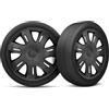 moto-MOLTICO Moltico Copricerchi - Set Copricerchi Universale 4 Pezzi - Adatto a Tutti i Cerchi in Acciaio - Copri Cerchioni - Anello di Sicurezza Regolabile - Tapis-Nero - 16 Pollici