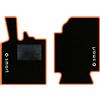 QUEMAR Tappetini Auto compatibili con Smart Fortwo W451 2007-2014 / Kit Tappeti in Moquette e Gomma su Misura (Set 2 Anteriori) / Ricami e Colori Personalizzati (2 Loghi+Ricami, Bordo Arancio)