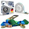 NTG Set da 4 cinghie di fissaggio per auto 2500 mm di lunghezza fino a 5000 kg con tubo antiscivolo e gancio | Fissaggio ruote | Cinghia | Auto | Cinghie per pneumatici