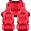 Jialuode Set completo di coprisedili per auto per 5 sedili anteriori e posteriori in similpelle PU impermeabile, cuscino M51, colore rosso