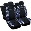 Auto Accessori Lupex - Coprisedili auto compatibili per Fabia, nero mimetico blu, Made in Italy, tessuto poliestere, set copri sedili completi, con ricamo nome modello