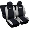 Lupex Shop Copri-sedili Auto Compatibili Seicento 600 | Set Coprisedili Anteriori e Posteriori | Logo Ricamato | Airbag Compatibile | Accessori Auto Interno (Nero/Grigio Chiaro)