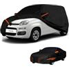 generico Telo copriauto esterni Compatibile con Fiat Panda 1980-2026,antivento,antipioggia,antineve,antisole impermeabile,protezione per tutte le stagioni (black orange)