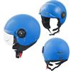 A-Pro Scooter Moto Casco Jet Demi Omologato ECE 22-06 Visiera Avio Blu XL