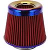 Zohisin Filtro aria aspirazione auto conico 3 pollici/76mm rosso riutilizzabile lavabile filtro aria ad alte prestazioni universale con morsetto regolabile per aumento potenza motore
