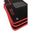ASC Tappetini Auto Compatibili con Fiat 500 3 Porte 2012-2022, NO HYBRID-ELETTRICA,Moquette, 1 Logo Ricamato, Bordo Rosso, Bottoni e Battitacco
