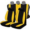 Generico Coprisedili Auto per Fiat Panda (2003/2012), Cotone giallo/Nero, Made in Italy, Set Completo (4 posti schienale posteriore intero)